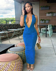 New Women's Deep V Neck Long Dress