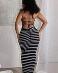 Summer Women's Backless Striped Dress