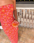 Chic Floral Print Strapless Maxi Dress