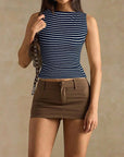 Stylish Striped Slim Fit Sleeveless Top for Women