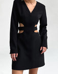 Chic V-Neck Hollow Long Sleeve Dress