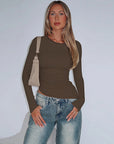 Asymmetrical Hem Long Sleeve Top for Women