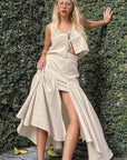 Casual Khaki Cotton Linen Cardigan Dress Set
