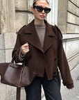 Chic Brown Woolen Coat for Women