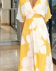 Floral Print V-Neck A-Line Maxi Dress