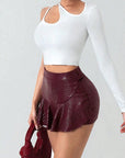 Fashionable Faux Leather Mini Skirt Pants for Women