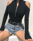 High Neck Zipper Long Sleeve Bodysuit