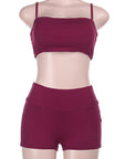 Summer Solid Color Sports Tank Top and Shorts Set