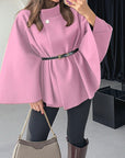 Elegant Winter Women's Cape Coat with Waist Tie