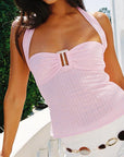Summer 2025 Backless Crop Top with Tie