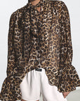Chic Ruffled Leopard Print Chiffon Blouse