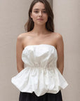 Chic White Strapless Balloon Top for Women