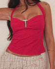Summer 2025 Backless Crop Top with Tie