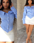 Stylish Long Sleeve Off Shoulder Shirt for Women