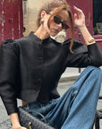 Retro Elegant Short Puff Sleeve Shirt