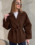 Fashion Vintage Brown Woolen Coat for Women