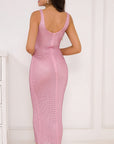 Sexy Pink U-Neck Long Dress for Women