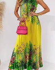 Bohemian Summer Floral Maxi Dress with Halter Neck