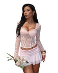 Sexy Lace Long Sleeve Top for Casual Wear
