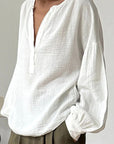 Minimalist Cotton Lantern Sleeve Casual Shirt