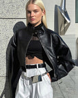 Trendy Street Style Leather Jacket for Women