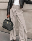 French Design High Waist Wide Leg Pants