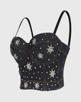 Stylish Beaded Crop Top with Adjustable Straps