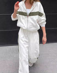 Casual Color Block Hoodie Set for Women