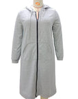 Plus Size Solid Color Zipper Long Hoodie Coat