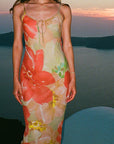 Sexy Hollow Back Floral Maxi Dress