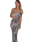 Summer Zebra Print Backless Bodycon Dress