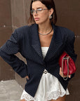 British Style Striped Blazer for Women