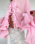Chic Ruffle Long Sleeve Shirt for Women