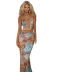 Summer Halter Neck Backless Dress with Chain Print