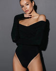 Spring Autumn Women's Off-Shoulder V-Neck Long Sleeve Dress