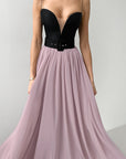 Elegant Color Block Princess Evening Dress