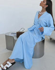 Elegant Women's Two-Piece Set with Long Skirt