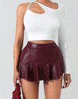 Fashionable Faux Leather Mini Skirt Pants for Women