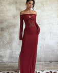Lace Off-Shoulder Long Sleeve Dress