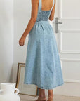 Summer Women's Blue Denim Button-Down Dress