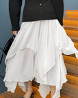 Elegant White Ruffled Chiffon Midi Skirt