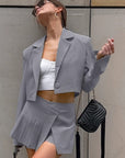Stylish Gray Suit Skirt Set for Women