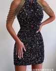 2026 Spring Summer Fashion Sexy Crystal Chain Bodycon Dress