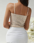 Sleeveless Backless Hollow Out Sequin Top