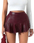 Fashionable Faux Leather Mini Skirt Pants for Women