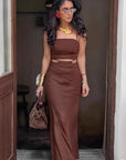 Summer Brown Vest Dress Set for Vacation