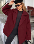 Fashion Vintage Brown Woolen Coat for Women