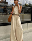 Summer Cotton Linen Two-Piece Set for Women