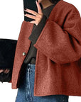 Fashionable V-Neck Woolen Cardigan for Women