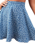 New Women's Floral High Waist Skater Skirt